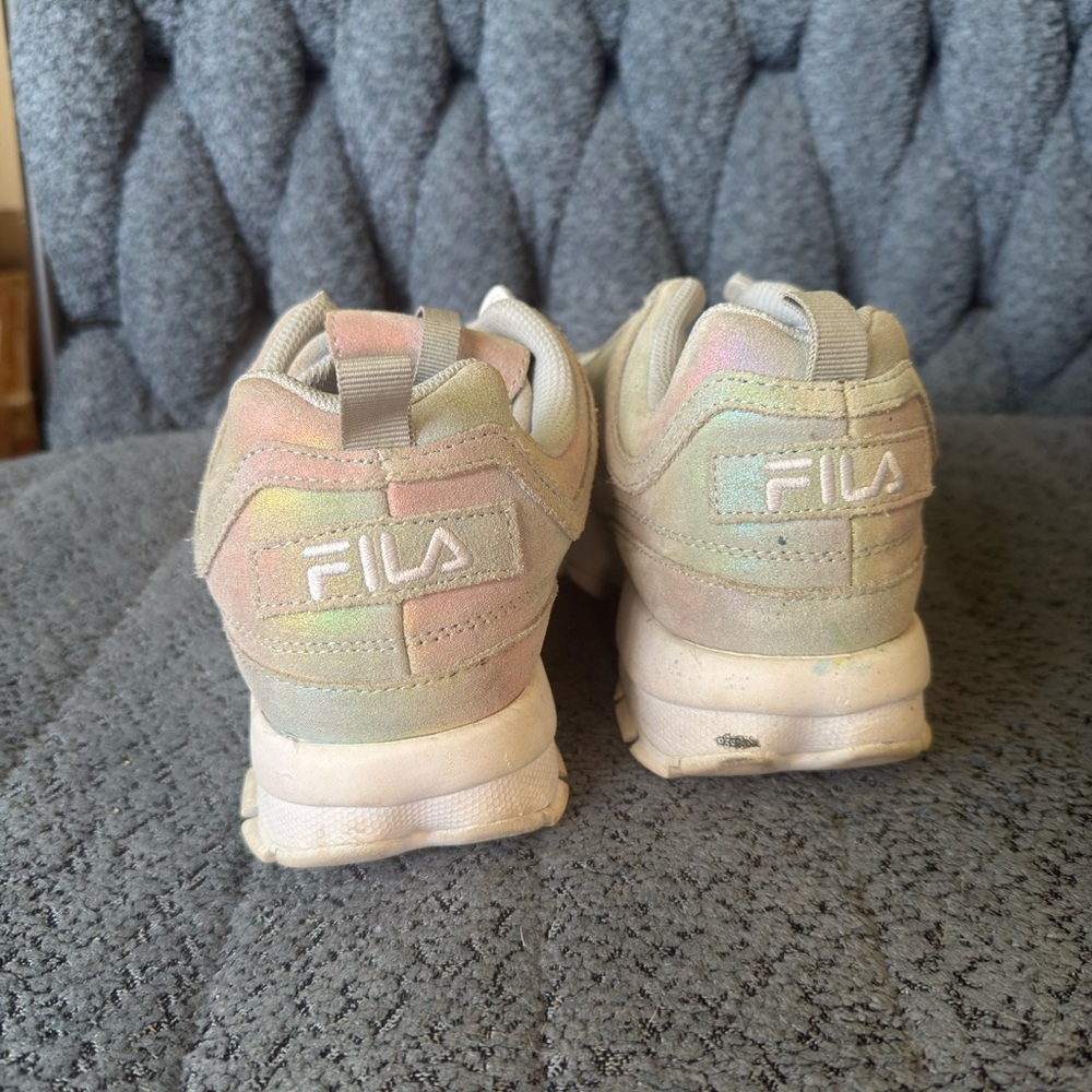 NIB FILA Women's Disruptor |I Prism Iridescent Suede Sneakers - size 10